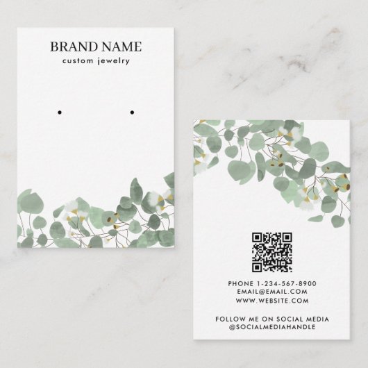 Visite Carte de présentation de bijoux à la gouache moder (Devant / Derrière)
