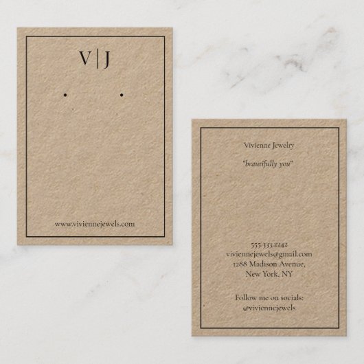 Visite Carte de Présentation de Bijoux de Monogramme à 2 (Devant / Derrière)