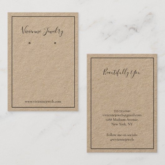Visite Carte de présentation de bijoux de typographie per (Devant / Derrière)