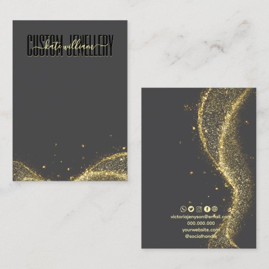 Visite Carte de présentation de bijoux en faux or minimal (Devant / Derrière)