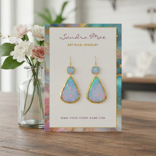 Visite Carte de Présentation de Bijoux en Marbre Pailleté