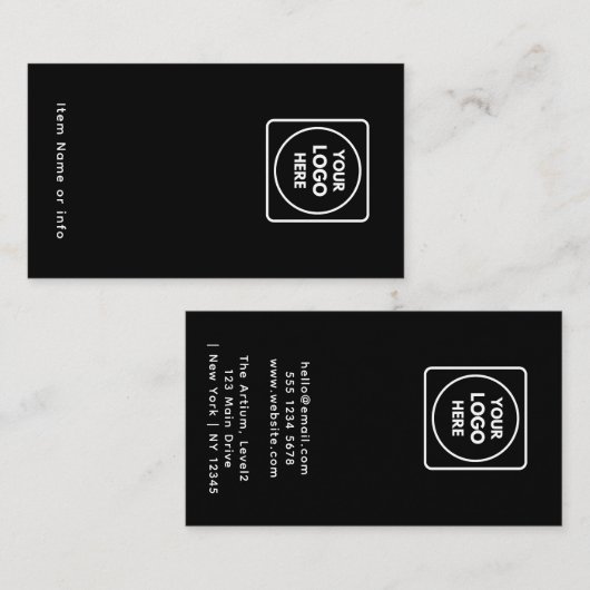 Visite Carte de Présentation de Bijoux Noir pour Boucles  (Devant / Derrière)