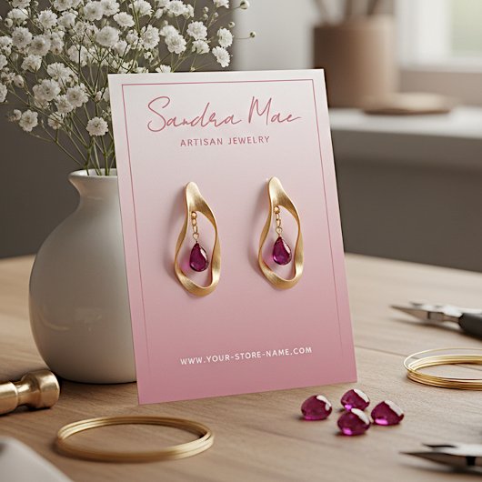 Visite Carte de Présentation de Bijoux Rose Poussiéreuse 