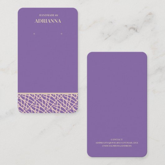 Visite Carte de Présentation de Boucles d'Oreilles Violet (Devant / Derrière)
