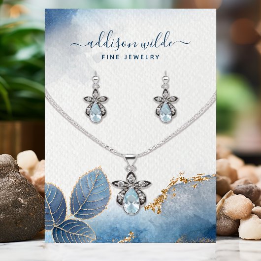 Visite Carte de présentation de collier aux feuilles aqua