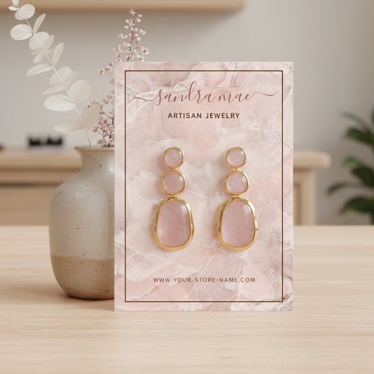 Visite Carte de présentation en marbre rose corail rosé