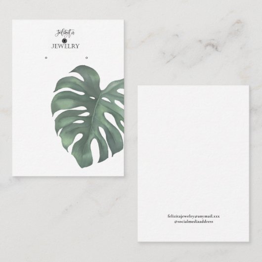 Visite Carte de Présentation Moderne Monstera pour Boucle (Devant / Derrière)