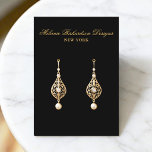 Visite Carte de présentation pour boucles d'oreilles à éc<br><div class="desc">Carte de présentation pour boucles d'oreilles élégante moderne - Écriture or et noire</div>