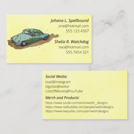 Visite Carte de présentation sociale jaune - berline (Devant / Derrière)