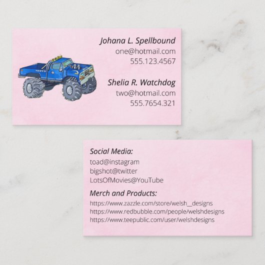 Visite Carte de présentation sociale rose - ramassage (Devant / Derrière)