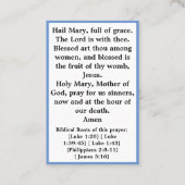 Visite Carte de prière Ave Maria Hail Mary (Dos)