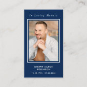 Visite Carte de prière bleue mémorial aux funérailles sim (Devant)