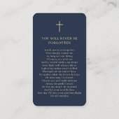 Visite Carte de prière bleue Script Gold Memorial (Dos)