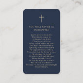 Visite Carte de prière bleue Script Gold Memorial (Dos)