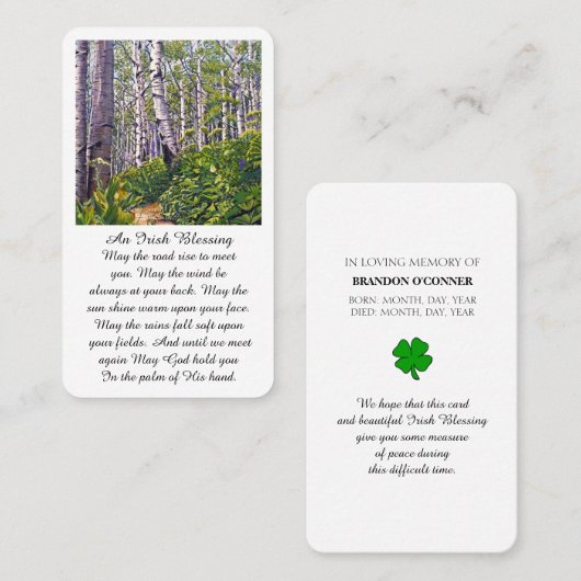 Visite Carte de prière commémorative de bénédiction irlan (Devant / Derrière)