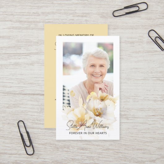 Visite Carte de prière commémorative de fleur blanche élé (Devant/Arrière en situation)