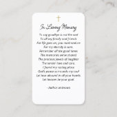 Visite Carte de prière commémorative de la Croix moderne (Dos)