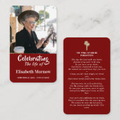 Visite Carte de prière commémorative de la fête de la vie (Devant / Derrière)