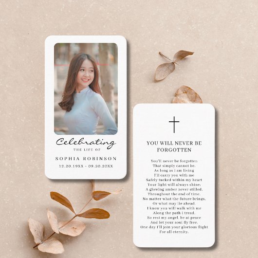 Visite Carte de prière commémorative de la fête de la vie