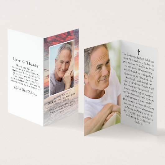 Visite Carte de prière commémorative du coucher de soleil (Intérieur et extérieur)