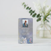 Visite Carte de prière commémorative Fleurs blanches coli (Debout devant)