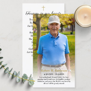 Visite Carte de prière commémorative Golfer Simple Photo