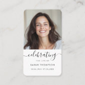 Visite Carte de prière commémorative pour la célébration  (Devant)