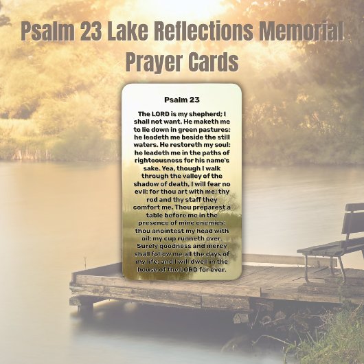 Visite Carte de prière commémorative Psalm 23 Lake Reflec