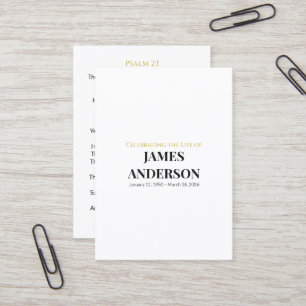 Visite Carte de prière commémorative simple blanche