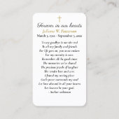 Visite Carte de prière commémorative simple photo (Dos)