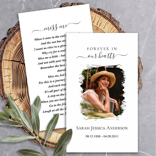 Visite Carte de prière commémorative solennelle avec phot