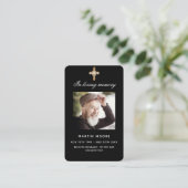 Visite Carte de prière croix funéraire en noir blanc (Debout devant)