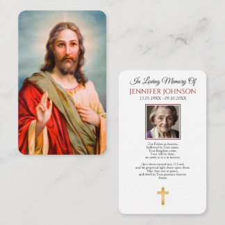 Visite Carte de prière de deuil funéraire Mémorial Jésus
