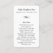 Visite Carte de prière de la colombe - après lueur (Dos)