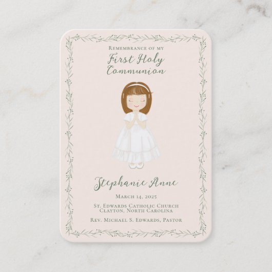 Visite Carte de prière de la fille communion (Devant)