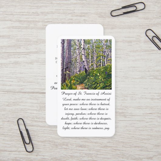 Visite Carte de prière de la Saint François d'Assise (Devant/Arrière en situation)