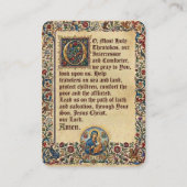 Visite carte de prière de la Vierge Marie (Dos)
