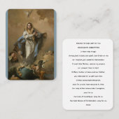 Visite Carte de prière de Notre-Dame de l'Immaculée Conce (Devant / Derrière)