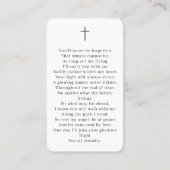 Visite Carte de prière de sympathie pour des funérailles  (Dos)