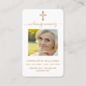 Visite Carte de prière en or blanc cross funeral (Devant)
