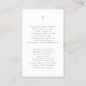 Visite Carte de prière espagnole simple photo pour les fu (Dos)