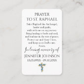 Visite Carte de prière funéraire Ange mémorial Saint Raph (Dos)