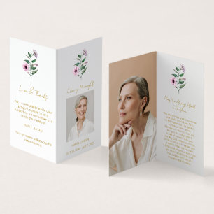 Visite Carte de prière funéraire avec photo de pétunia pl