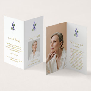 Visite Carte de prière funéraire avec photo de violette p