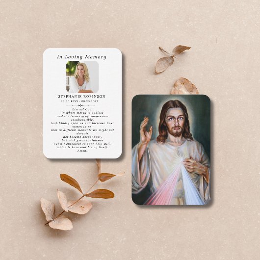 Visite Carte de prière funéraire catholique de la miséric