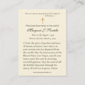 Visite Carte de prière funéraire catholique Sainte Vierge (Dos)