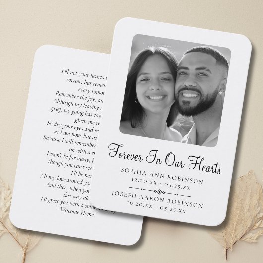 Visite Carte de prière funéraire commémorative double pho