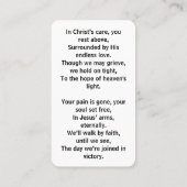 Visite Carte de prière funéraire de coucher du soleil pou (Dos)