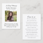 Visite Carte de prière funéraire en mémoire d'amour (Devant / Derrière)