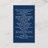 Visite Carte de prière funéraire en mémoire d'amour (Dos)